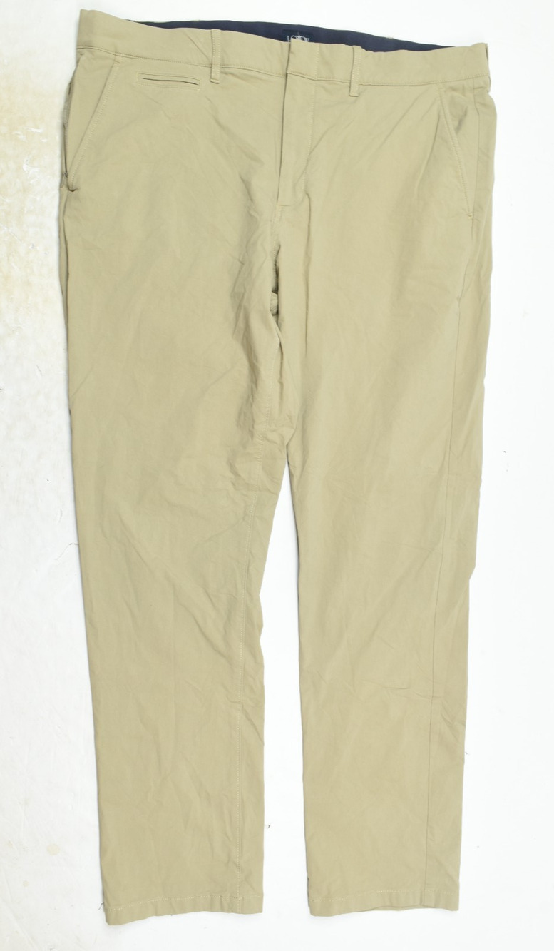 J.Crew Tech Pants Mens 38x32 Beige Khaki Athletic Fit Nylon Cotton Stretch